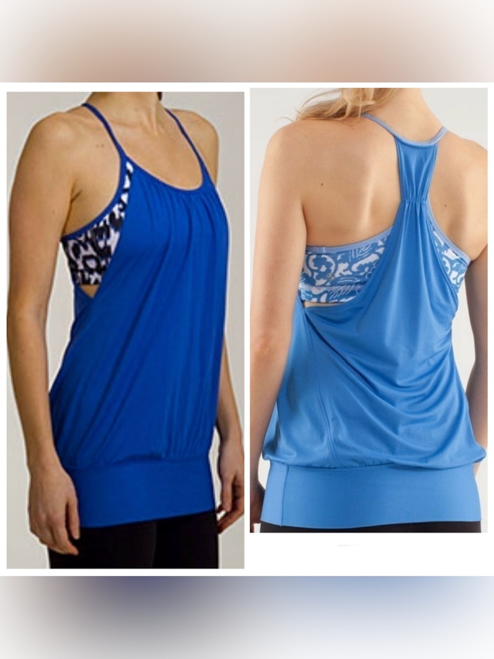 Bundle of 2 LULULEMON No Limits Blue Tank Top Bra Size 4-6